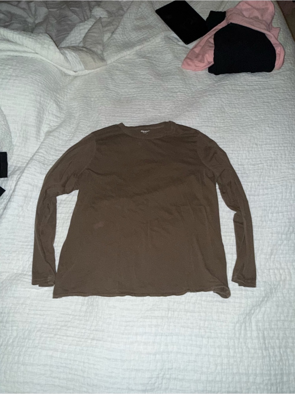 Womens Long-Sleeve Crewneck Shirt - Brown